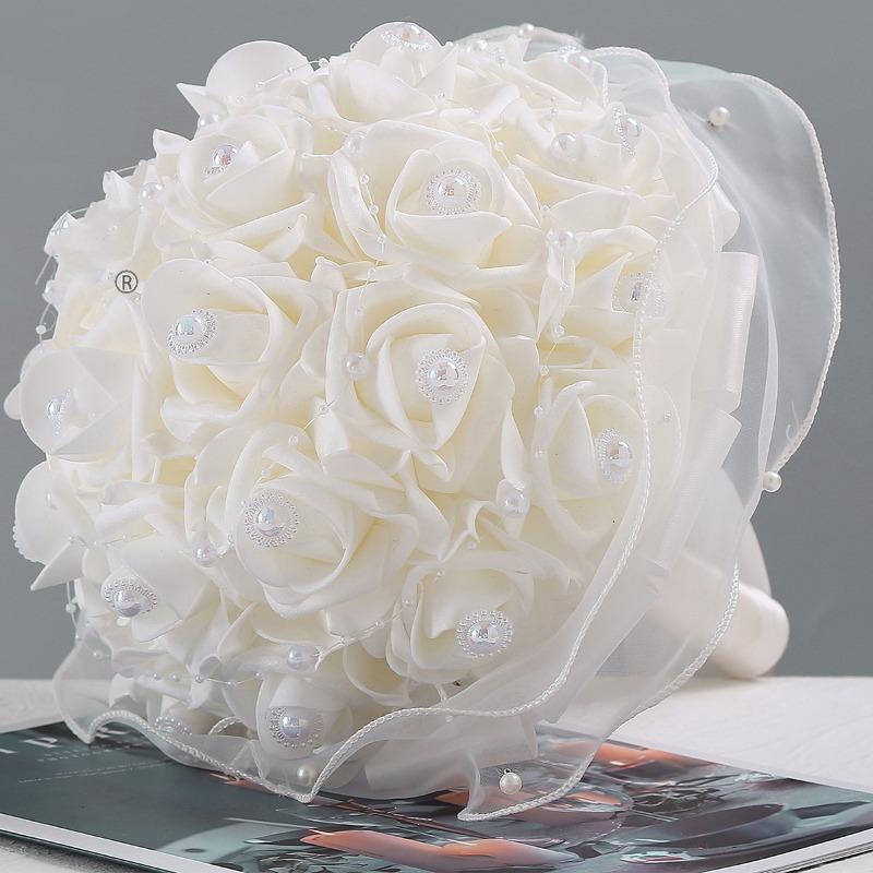 Свадебный букет невесты ручной работы с хрустальной лентой и стразами, свадебный букет подружки невесты, свадебные искусственные цветы для свадьбы