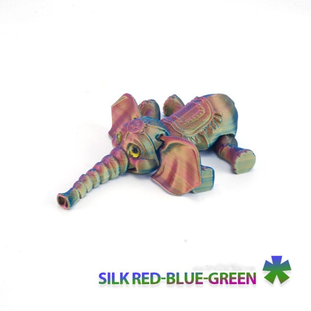 PLA 3D Printed Elephant Model Multi-jointed Articulated Animal Figurine Desktop Decoration