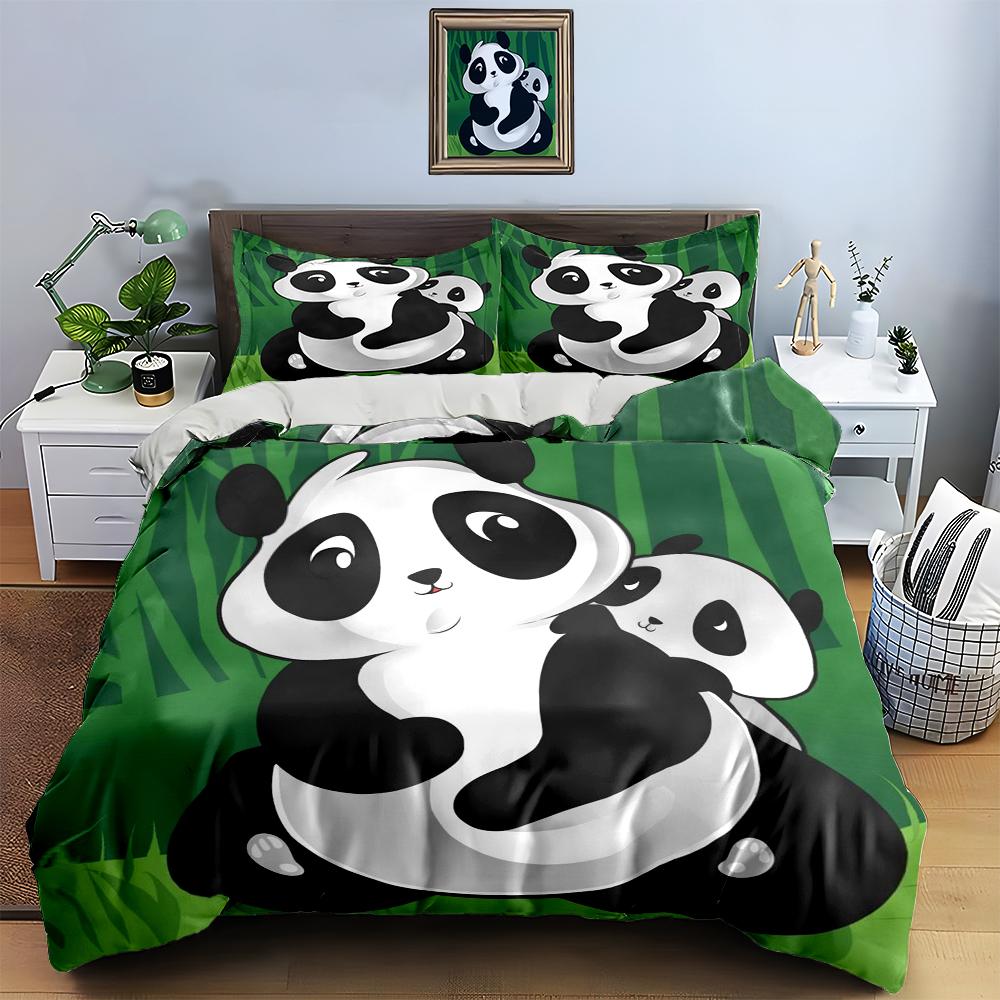 Pandas bamboo background Bedding Duvet cover sets Duvet covers Pillowcases gifts (1 * Duvet Cover 2 * Pillowcases, without duvet insert)