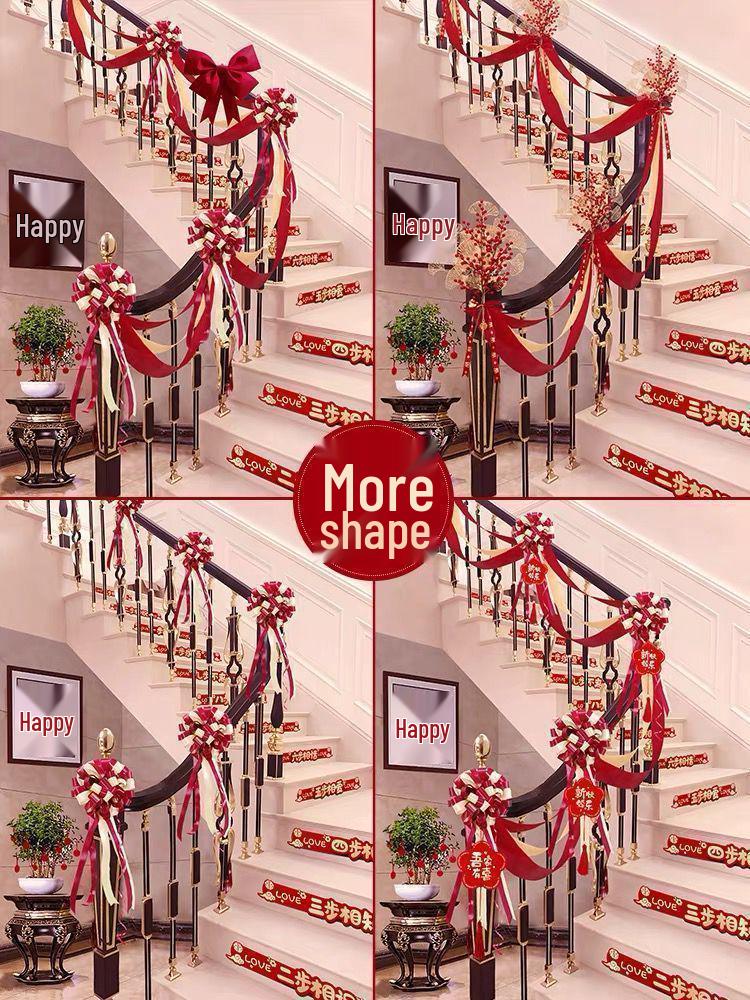 Bridal Stair Railing Decoration Set with Balloons & Flowers