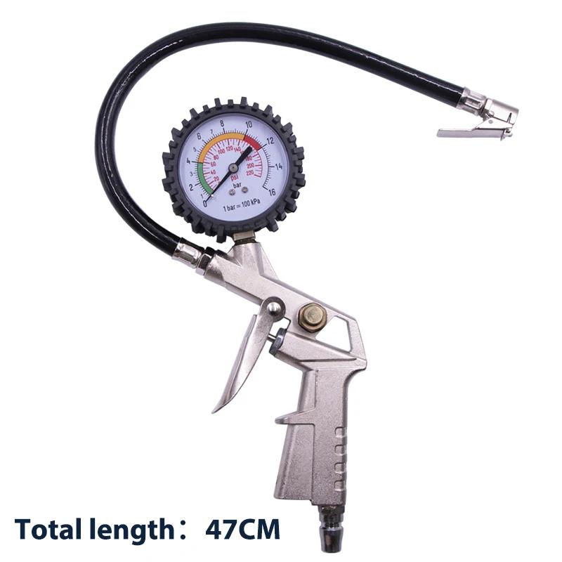 220 PSI Tire Pressure Gauge & Inflator - Multifunctional Air Compressor Meter for Car/Motorcycle, Dual-Use Pump with Analog Dial