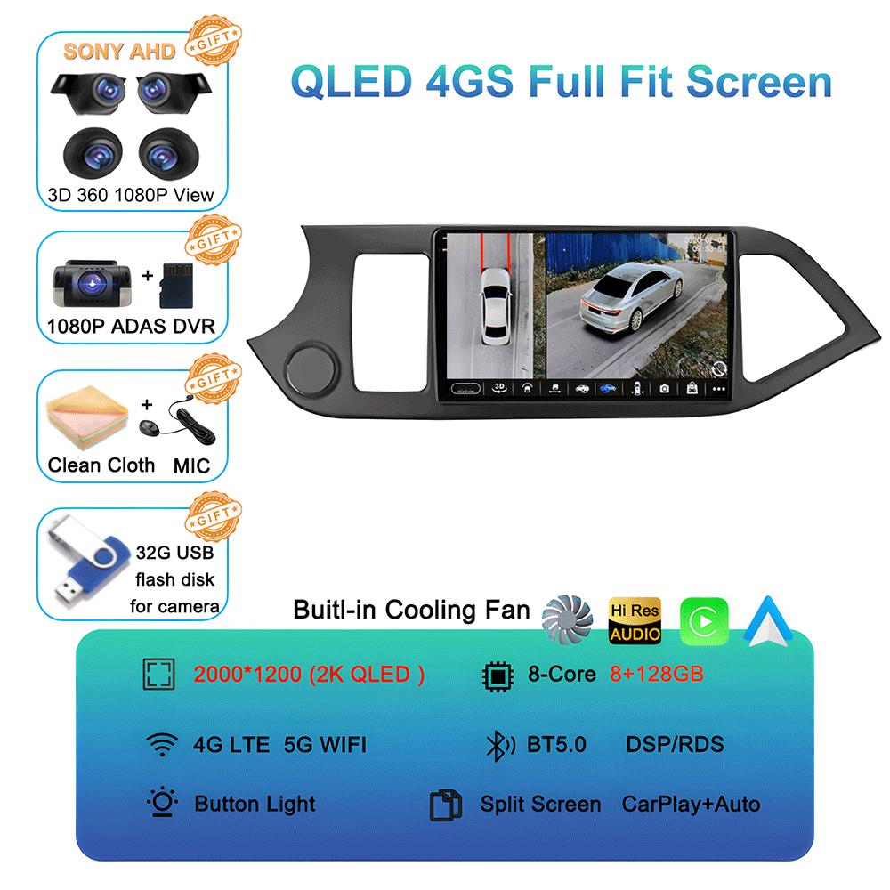 Android 14 Carplay Car Radio Multimidia Video Player For KIA PICANTO Morning 2011 - 2017 Navigation GPS IPS Head Unit NO 2din