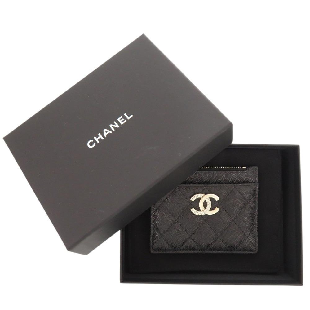 Used AUTHENTIC CHANEL AP3139 Matelasse Fragment Case CC Mark Wallet Black Leather