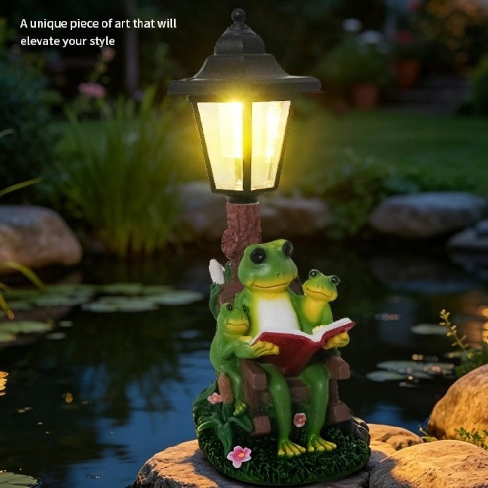 Lifelike Frog Plant Pot Light Weatherproof Solar Frog Lamp Frog Statue Solar Light Pathway Decor