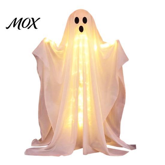 Lighted Ghost for Yard Halloween Decoration, LED Light Up Standing Ghost, Indoor Outdoor Waterproof Ornament Spooky White Porch, Yard, Lawn,