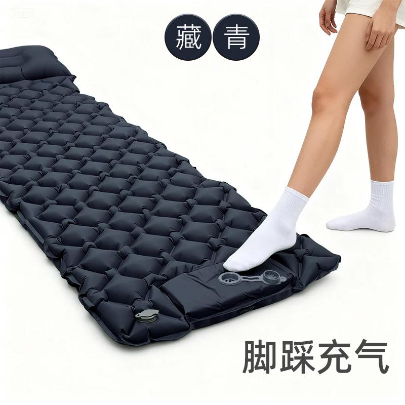 Outdoor Camping Sleeping Pad Inflatable Mattress Travel Mat Folding Bed with Pillows Ultralight Air Mat Built-in Inflator Pump