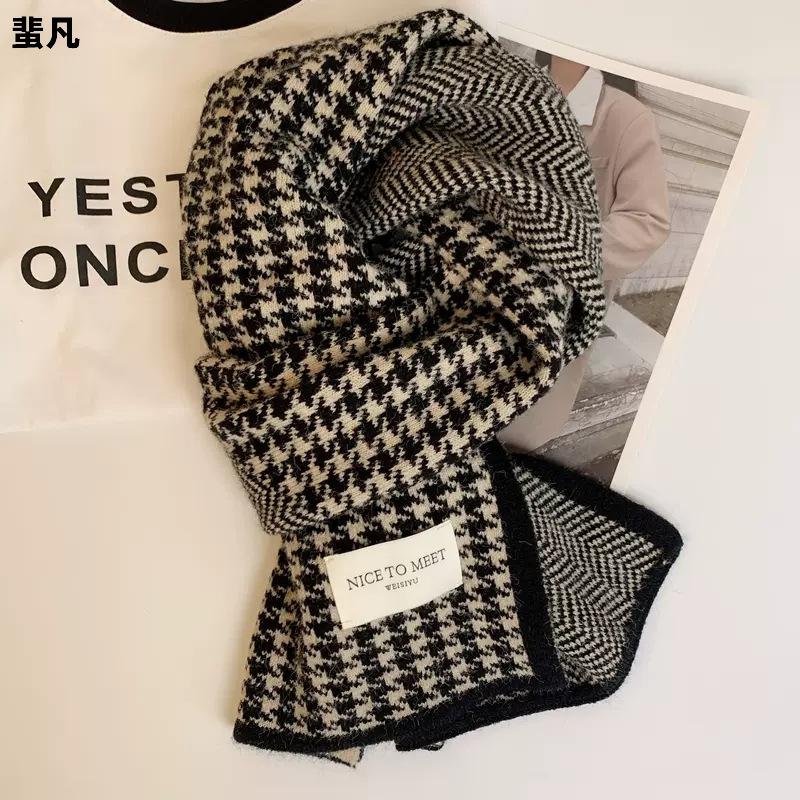 Autumn atmosphere~ Korean light luxury retro striped scarf mohair fringed scarf women's winter cold-proof versatile shawl