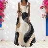 Women Plus Size Scoop Neck Strappy Sleeveless A Line Colorful Printed Long Dress