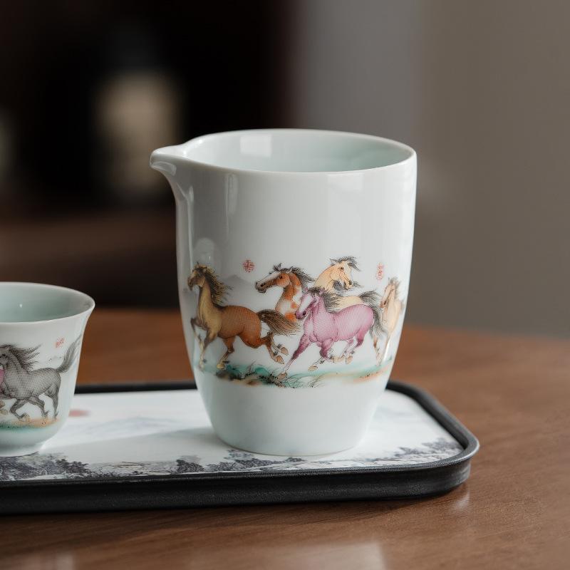 Fair Cup Household Suet Jade Tea Business Office Kung Fu Tea Set Portable Tea Sea Teapot