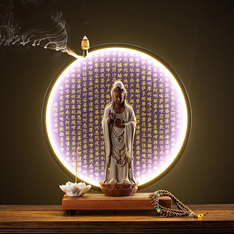 Guanyin Bodhisattva Buddha Statues Ceramic statues Lamp Circle For Living Room Incense Porch Home Decor Custom Feng Shui Statue