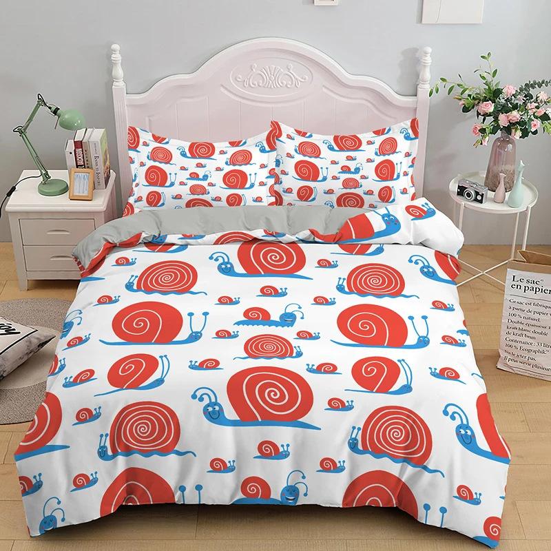 Cute Cartoon Snail Pattern Three-Piece Set Suitable For Boys And Girls Bedroom Decoration Bedding