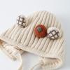 with Plaid Ear Details Infant Knit Hat Cold Protection Baby Bonnet  Infant Outdoor Use