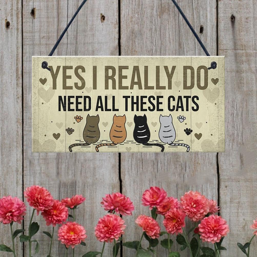 Wooden Funny Door Hanging Bedroom Christmas Cats Sign Pet Lover Hanging Plaques Friendship Sign
