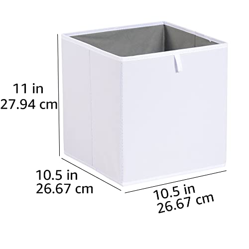 Amazon Basics Foldable Fabric Storage Cubes, White, 27x27x28cm, Set of 6