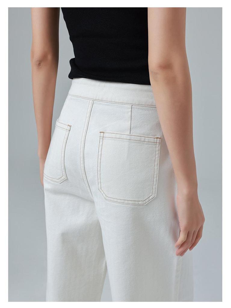Designer High-Waisted Wide-Leg Jeans for Women - Trendy Spring Floor-Length Denim Pants