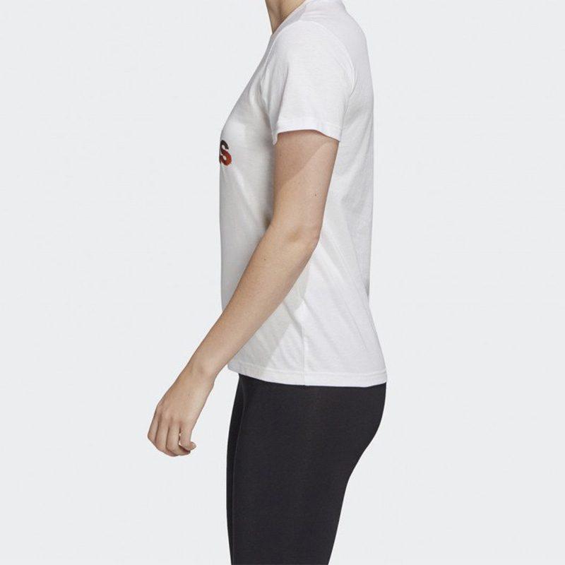 Adidas T Shirts Women's White Crew Neck Moderate Straight Fit FJ5012