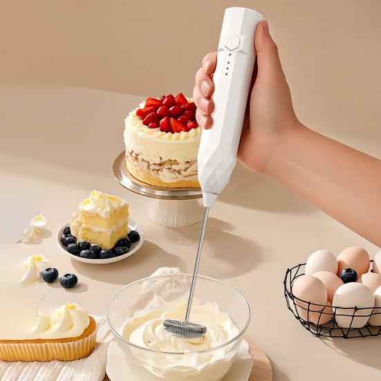 Electric Stirrer Milk Frother Handheld Stainless Steel Mixer Low Noise Rechargeable Electric Coffee Household Egg Whisk