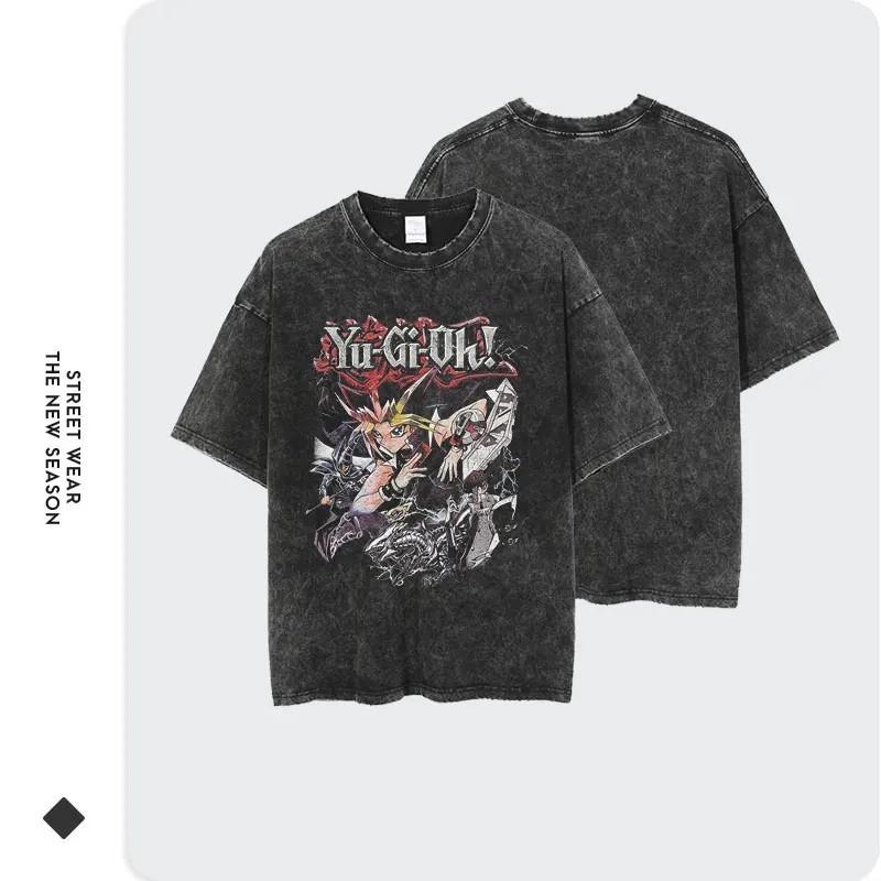 Anime Yugioh Cotton TShirt Vintage Wash Yugi Mutou Cotton Tee Unisex