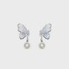 Серьги с бабочками и жемчугом 2024 года с градиентным кристаллом: Легкая роскошь в корейском стиле для женщин