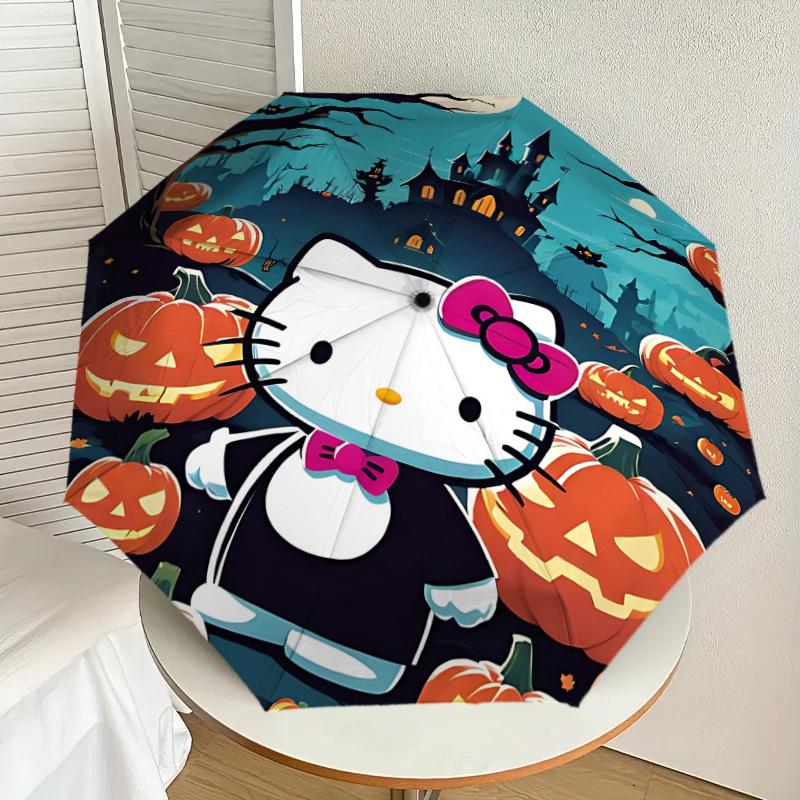 1PC Halloween Hello Kitty Automatic Folding Umbrella | Vibrant Motif & Compact Design for Everyoneyy250930056