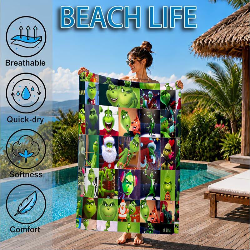 Christmas Collage Beach Towel, Microfiber Beach Towel, Perfect For Pool, Beach, Travel, Home Decor Beach Party Fan gifts