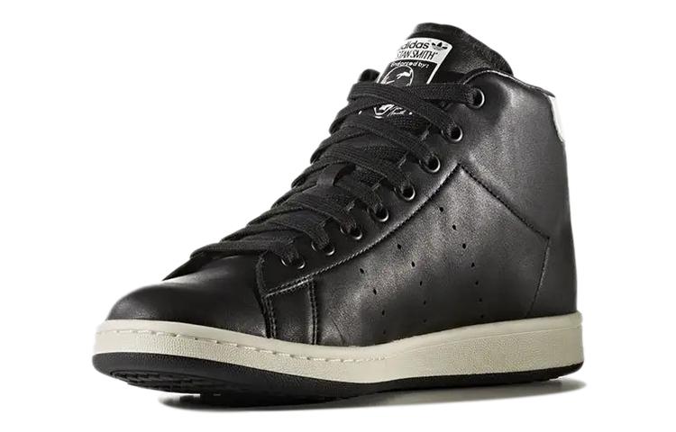 Adidas Originals StanSmith Abrasion Resistant Slip Resistant Mid top Skateboard Shoes Unisex Bright Black S80497