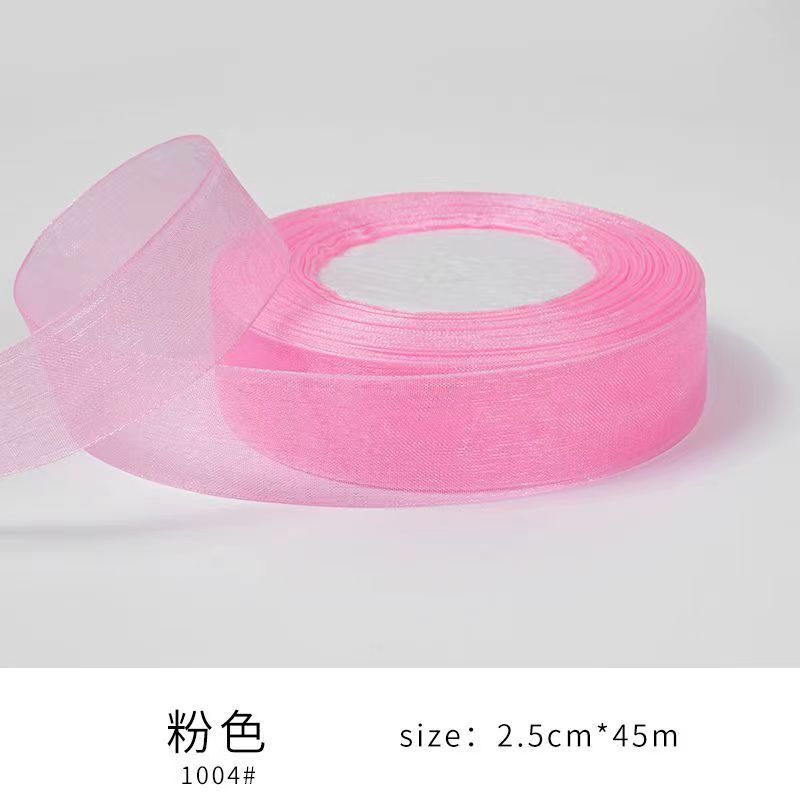 Органза Лента Прозрачная Шифоновая Лента Оптом для Упаковки Декорирования Валентина Свадьба День Рождения Букет Гирлянда(50 ярдов в рулоне, яркий цвет)