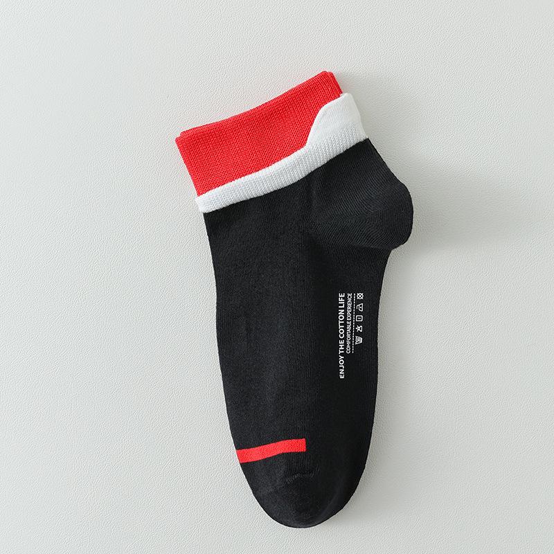 Мужские весенне-осенние носки из чистого хлопка, с поддержкой ушей, влагоотводящие, дезодорирующие, сочетающихся цветов, короткие