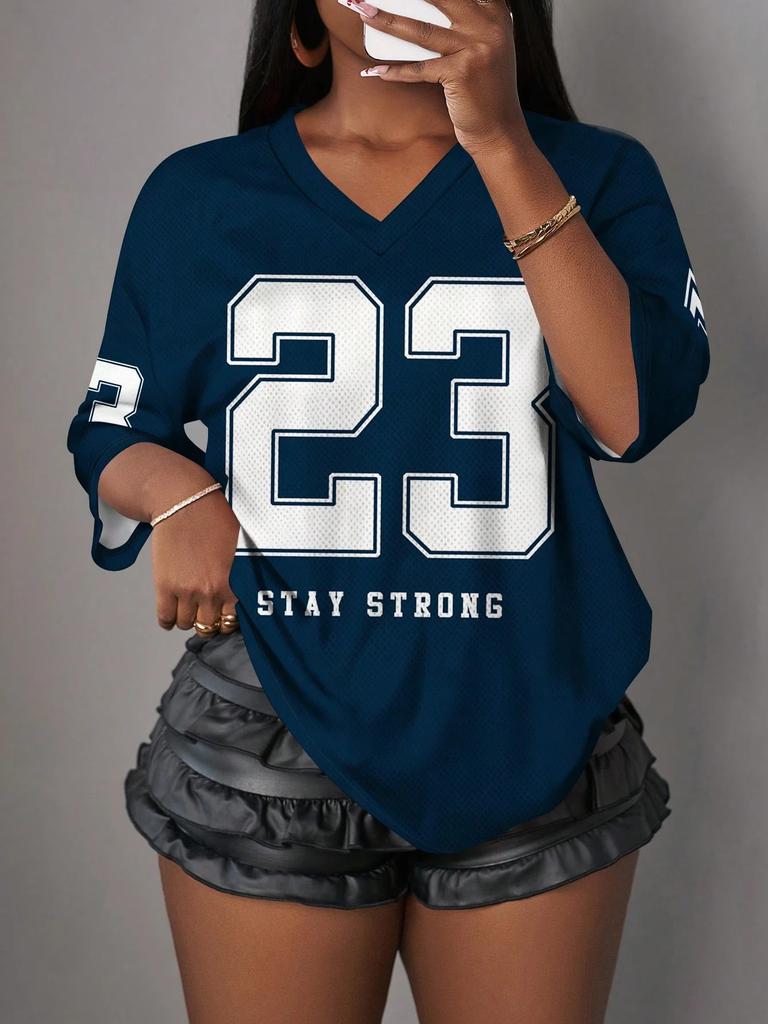 New Casual Simple Letter NO.23 Women's Pattern T-shirt Summer Sports Shirt Suitable For Basketball Games Y2k Women's Clothing