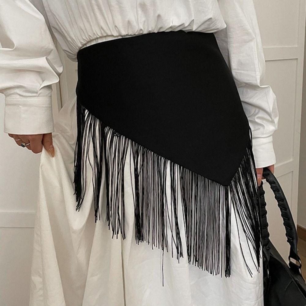 Chinese Style Triangular Waist Belt Printing Mini Apron Fashion Bohemia Wide Waistband  Streetwear
