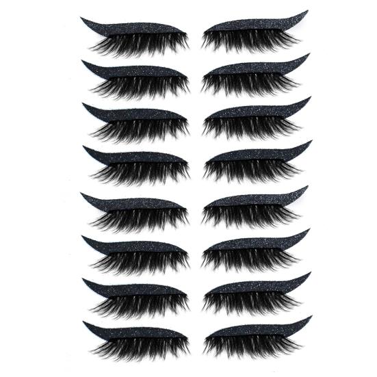 8 Pairs Lazy Eye Shadow Eyelash Patch Waterproof Glitter Eyeshadow Eyelashes Makeup Stickers Eye Makeup Stickers with False Lashes Shadow