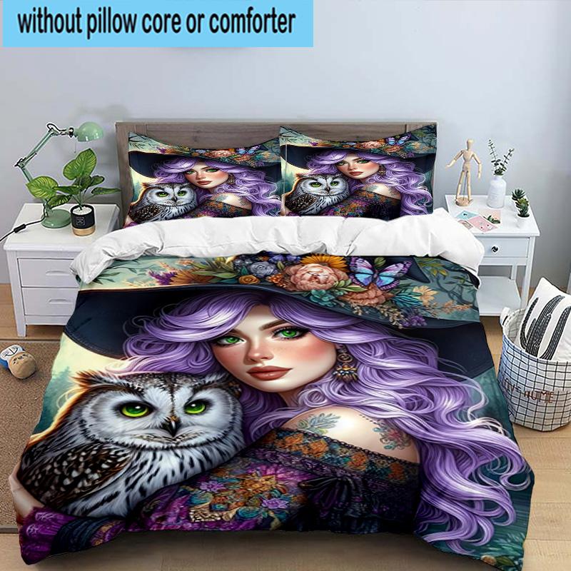 Witchcraft In The Moonlight 3pcs Bedding,Including 1pc Duvet Cover And 2pcs Pillowcases Perfect for Christmas,Ideal for Bedroom, Dormitory
