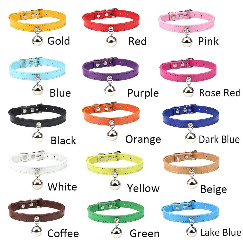 Solid Leather With Bell Safety Kitten Puppy Neck Strap Dog Necklace Cat Collar Pet Accssories