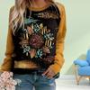 Fall Autumn Women'S Fashion O Neck Long Sleeve T-Shirt Loose  Clothes Enchanting Sunflowers Print  T Shirt for Girls Street
