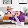 "Magical Sword Art Print: Purple Hair Warrior with Sparkling Blade"Blanket Lightweight Flannel Throw Blanket for Sofa, Bed, Travel, Camping,