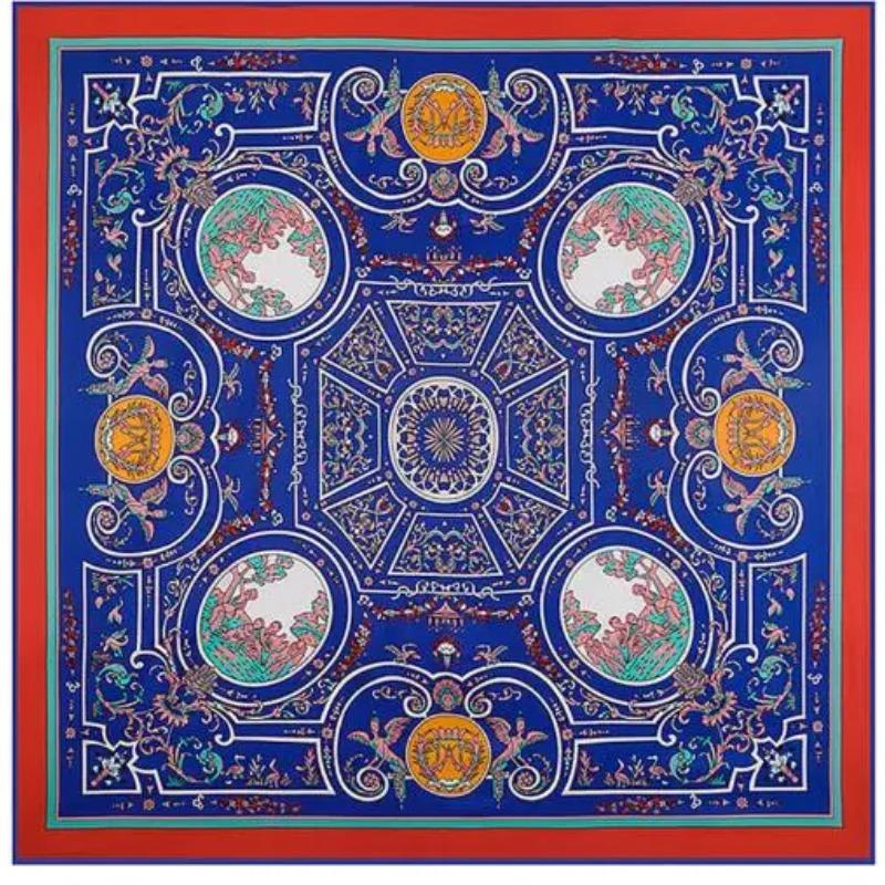 100% Silk Twill Luxury Brand Silk Scarf For Women, New Fashion Large Square Scarves Headband Maze Paisley Print Shawl Hijab
