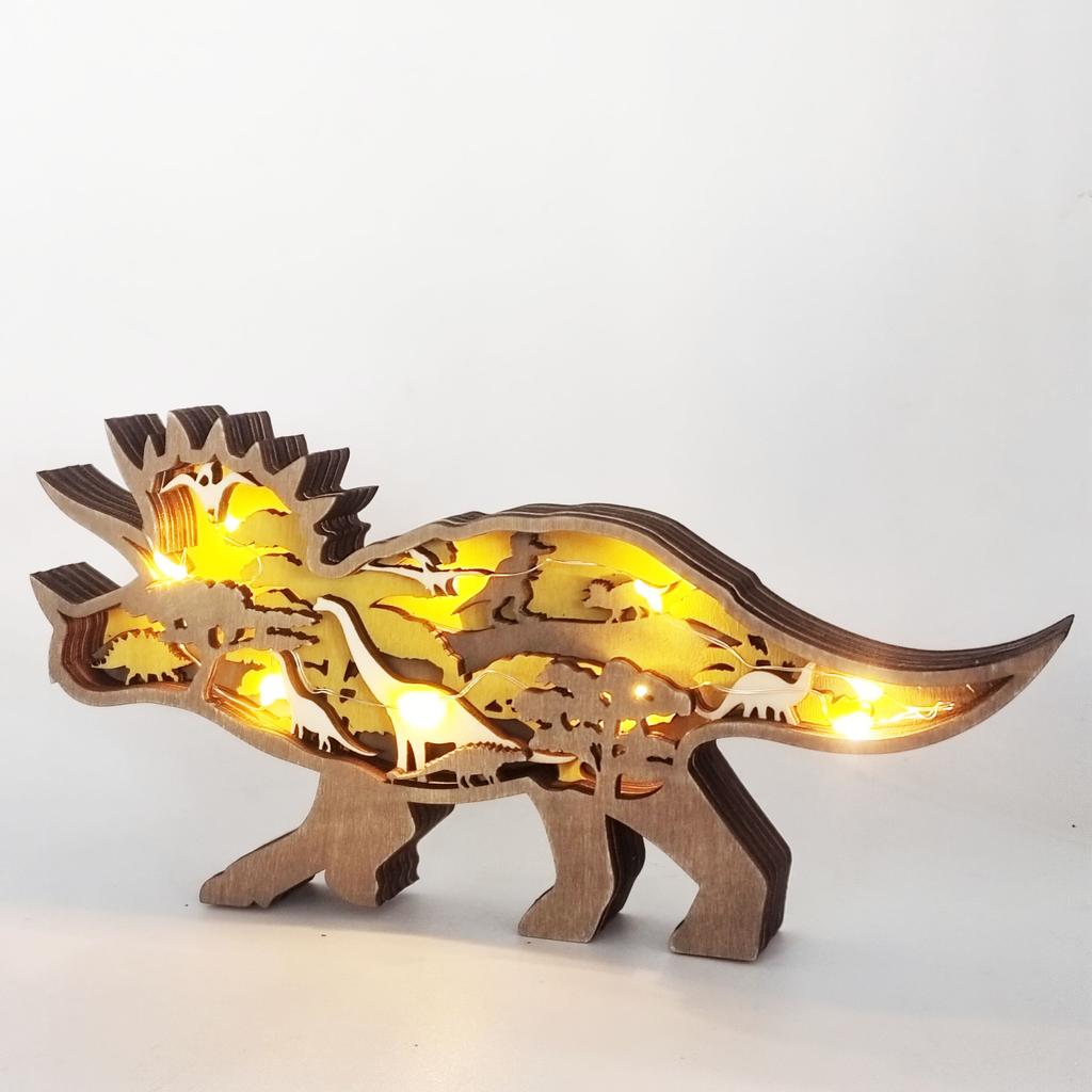 New Wood Carving Dinosaur Crafts Creative Home Decoration Wooden Multi-layer Hollow Dinosaur Ornaments