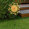 Sunflower Bee Wind Spinner Bees 360 Degree Rotating Windmill Yard Art with Rustic Outdoor Garden Stake Metal Kinetic Sculpture for Home Lawn Backyard
