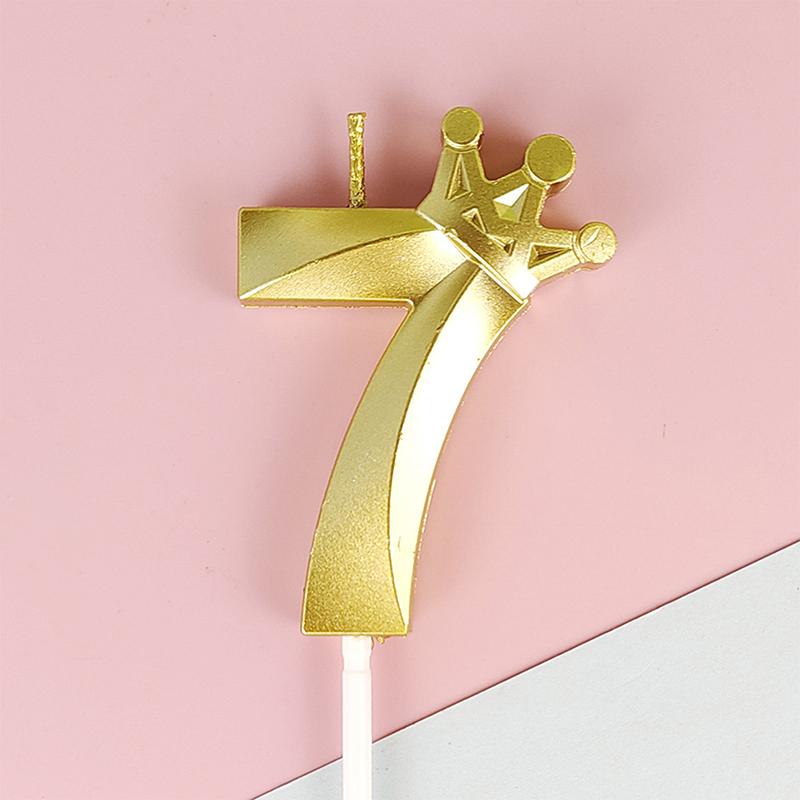 1 шт. Золотая корона Цифровая свеча Номер Свеча для торта на день рождения Детская вечеринка по случаю дня рождения Свадебная свеча для торта Цифровая свеча 0-9