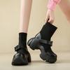 2024 осень спортивные и любительские короткие ботинки на платформе корейская версия Chelsea толстый каблук ботинки Martin вязаные дышащие тонкие ботинки