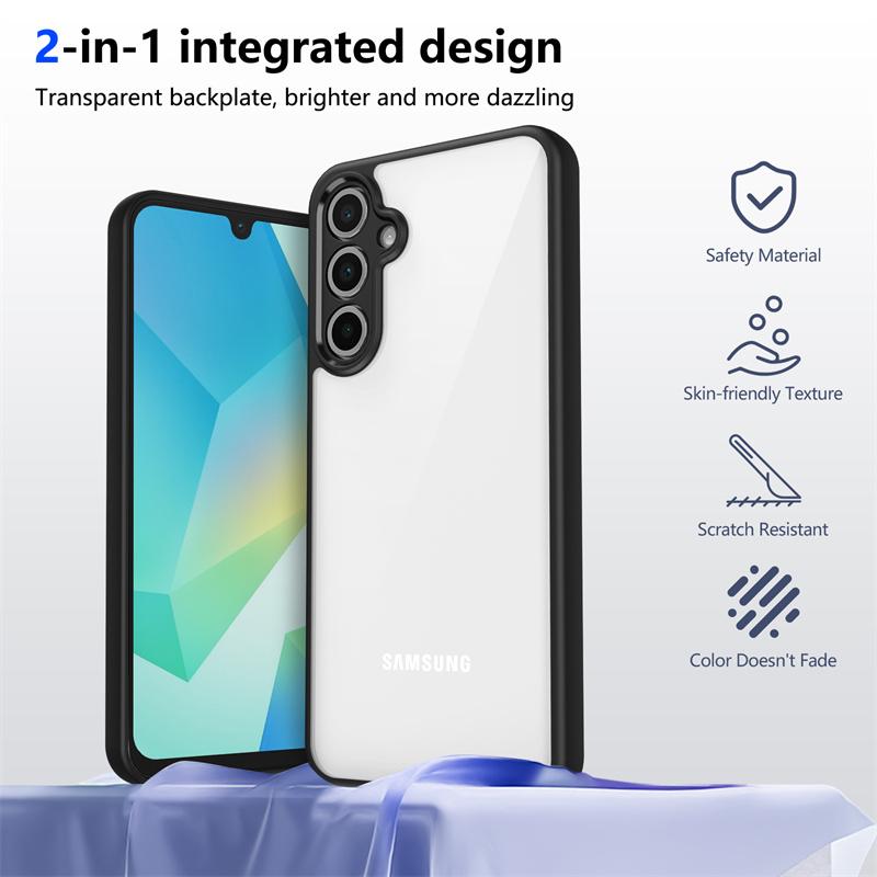 Роскошный прозрачный чехол для Samsung Galaxy A16 A26 A36 A56 5G M16 M56 F16 A06 Мягкий бампер Защита объектива Прозрачная жесткая задняя крышка из ПК
