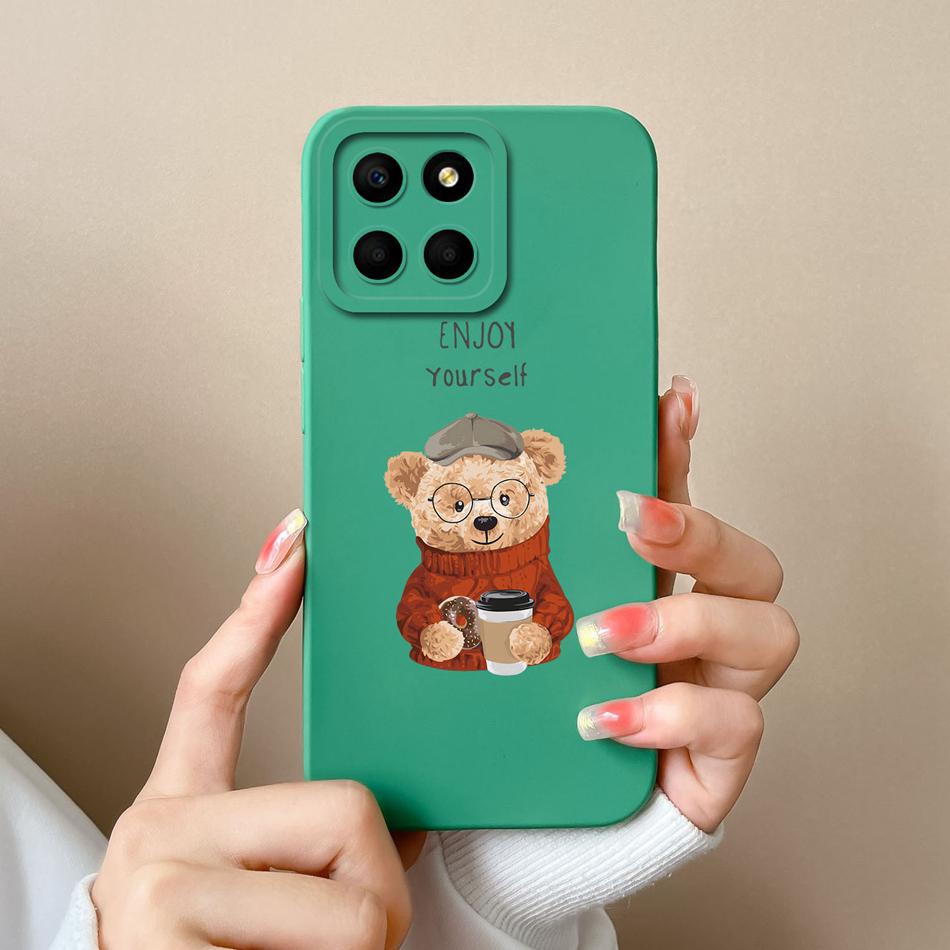 For Huawei Honor X6 X6S X6A Case Cartoon Liquid Silicone Full Coverage Anti Drop Phone Shell For HonorX6 X 6 X6 S A Bumper Funda