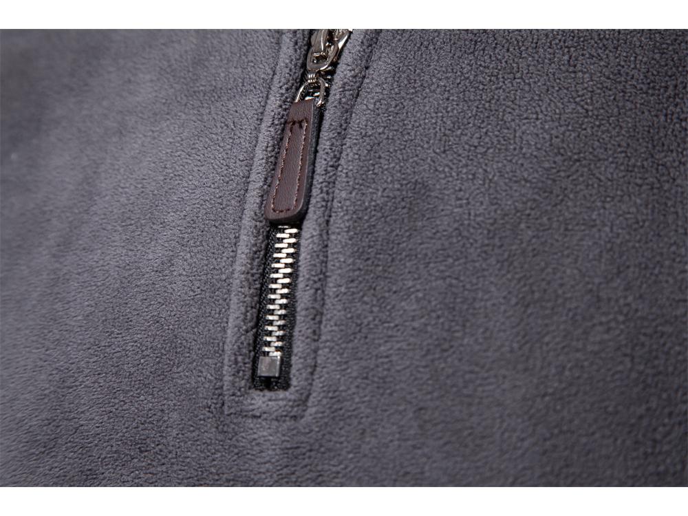 Мужской флисовый свитшот с воротником-стойкой и молнией до середины - Осенне-зимний универсальный тренд с длинным рукавом