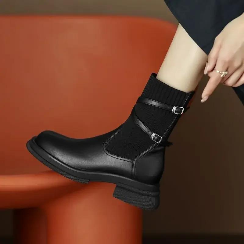 Woman Short Shoes Autumn Round Toe Ankle Sock Boots for Women Hot Boot On Promotion Winter 2025 Booties Comfortable and Elegant