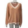 New Deep V-Neck Commuting Knitted Sweater - Autumn/Winter Loose Off-Shoulder Style for Women
