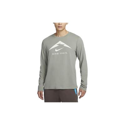 Футболка Dri-FIT с круглым вырезом и принтом букв, быстросохнущая, повседневная, с длинным рукавом, в американском стиле, цвет темно-грязно-серый FN0828-053