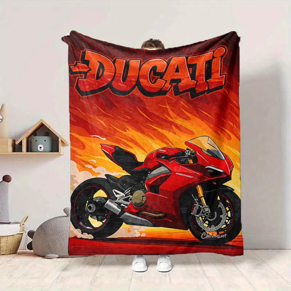 1pc Ducati Motorcycle Blanket Soft All Season Throw with Vibrant Design, Perfect for Home, Travel, and Gifts, Ideal for Naps and Camping