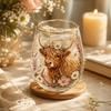 Transparent Embossed Glass Cup Bee Bird Pattern Mug Multi-Purpose Clear Milk Cup  Gifts