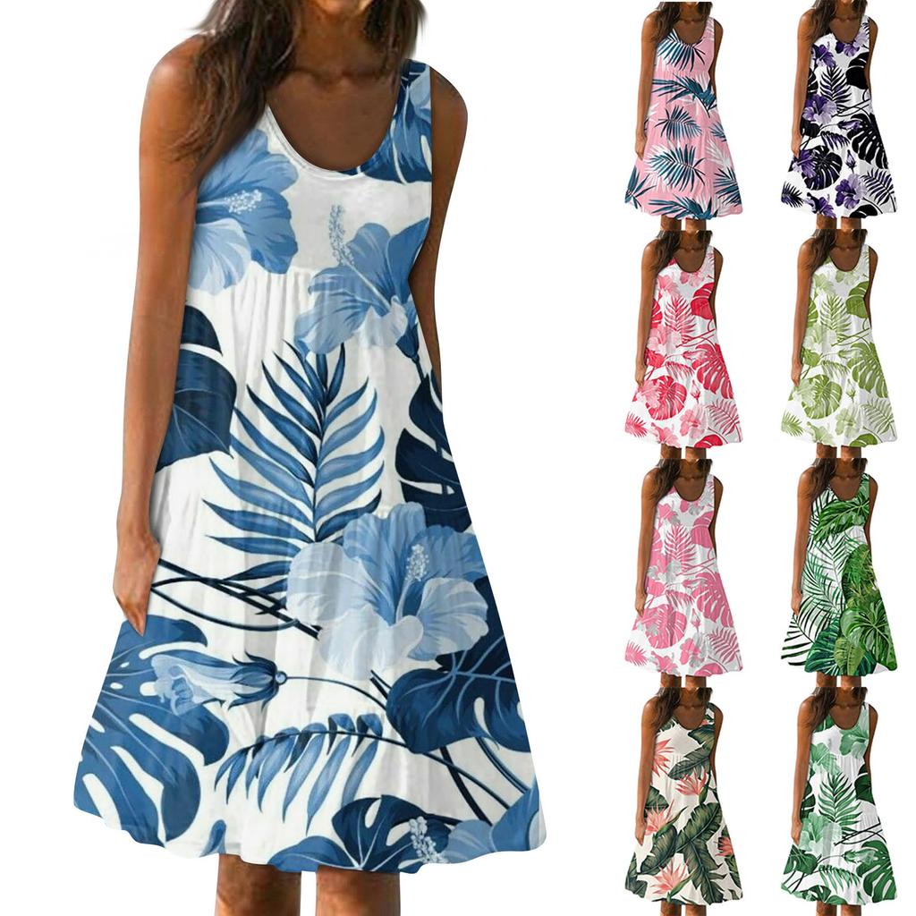 Женское платье, милая повседневная пляжная юбка с принтом, сарафан