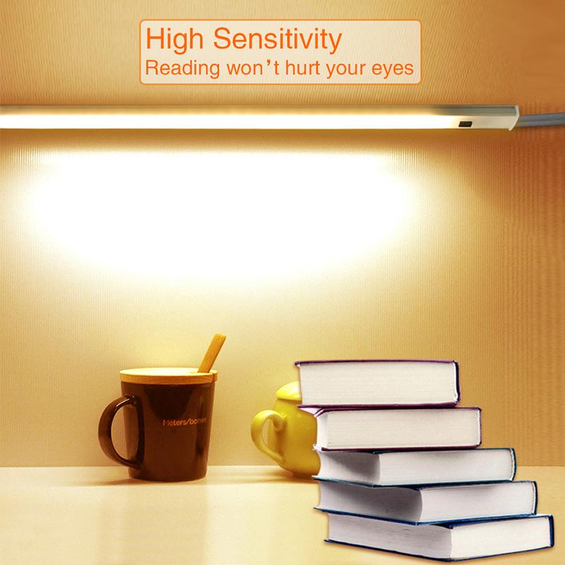 Светодиодный кухонный светильник с датчиком движения, умная лампа, светодиодная лампа под шкафом, 30/40/50 см, 12 В, датчик ручной развертки, ночная лампа для шкафа в спальне, вилка европейского стандарта